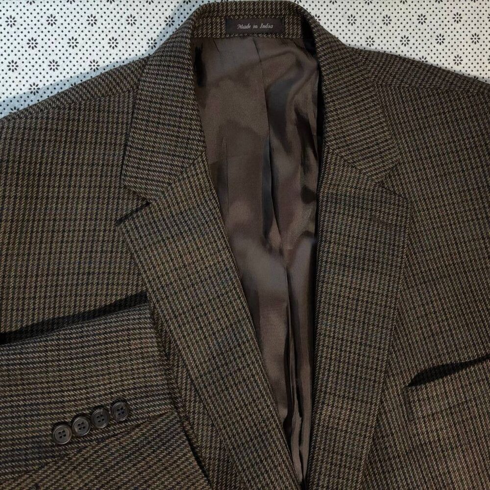 Lauren Ralph Lauren 52R Wool Blazer Brown Houndstooth Sport Coat Jacket Sz 52 R